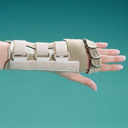 Wrist Brace with Finger Straps Rolyan® In-Line™ Neoprene / Aquaplast-T Right Hand Beige Small