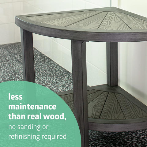Medline Corner Aluminum and Faux Wood Bath Bench, 15.5" W x 15.5" D x 18" H #G2-501X1