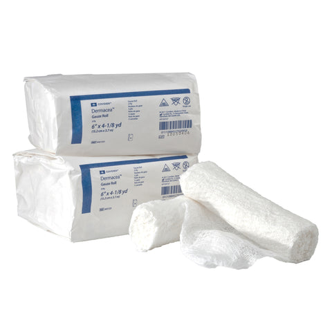 Fluff Bandage Roll Dermacea™ Gauze 3-Ply 6 Inch X 4-1/8 Yard Roll Shape NonSterile
