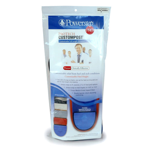 Orthotic Insole Powerstep® ProTech CustomPost® Flexible EVA / Poylpropylene / VCT® Women 12 to 12.5 / Men 10 to 10.5 Black / Blue / Gray / Ivory / Red #1020-01D