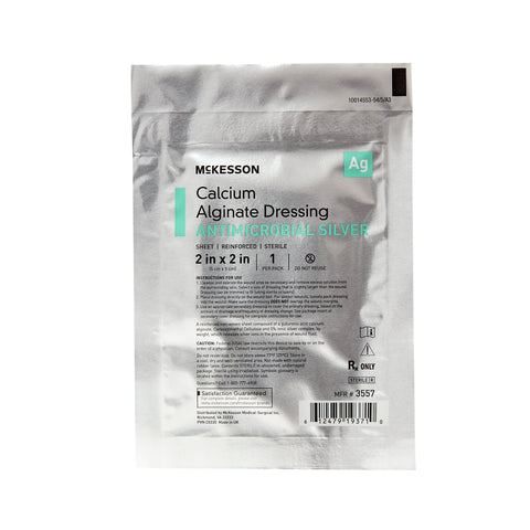 Silver Alginate Dressing McKesson 2 X 2 Inch Square Sterile #3557