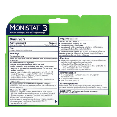 Vaginal Antifungal Monistat® 3 4% Strength Suppository 3 per Box Bottle #63736001518