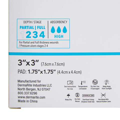 DermaRite Industries Foam Dressing ComfortFoam™ Border 3 X 3 Inch With Border Waterproof Backing Silicone Adhesive Square Sterile #43330