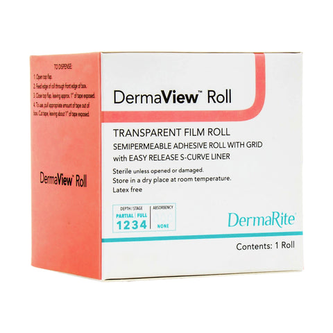 Transparent Film Dressing DermaView™ 4 Inch X 11 Yard 2 Tab Delivery Roll Sterile #15411