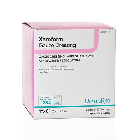Xeroform Petrolatum Impregnated Dressing Xeroform™ Strip 1 X 8 Inch Sterile #24180