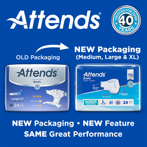 Incontinence Brief Attends® Advanced Adult Large Unisex Disposable Heavy Absorbency #DDC30