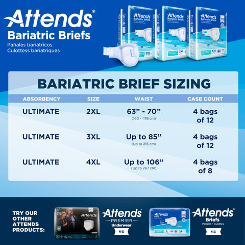 Incontinence Brief Attends® Bariatric Adult 2X-Large Unisex Disposable Heavy Absorbency #DD50