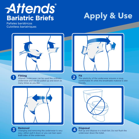 Incontinence Brief Attends® Bariatric Adult 2X-Large Unisex Disposable Heavy Absorbency #DD50
