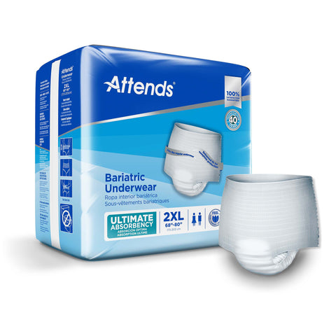 Absorbent Underwear Attends® Bariatric Pull On with Tear Away Seams Adult 2X-Large Unisex Disposable Heavy Absorbency #AU50