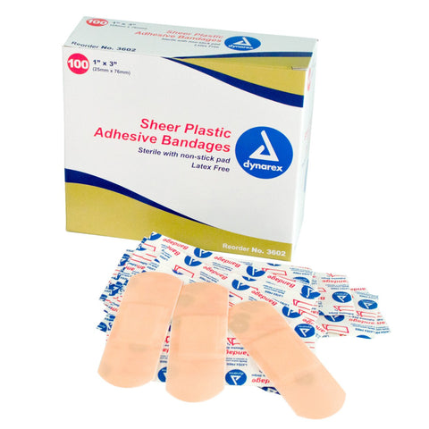 Adhesive Strip Dynarex Plastic Rectangle Sheer Sterile
