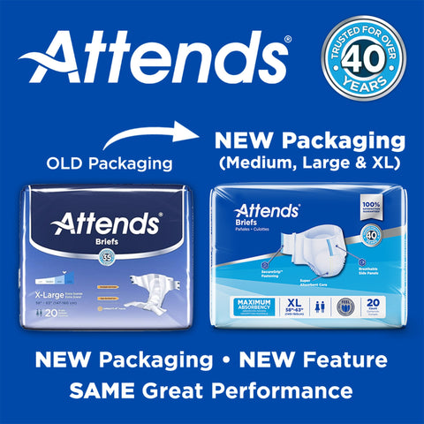 Incontinence Brief Attends® Adult Large Unisex Disposable Heavy Absorbency #DDA30