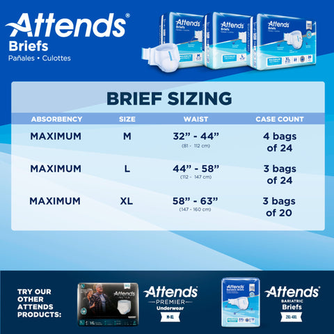 Incontinence Brief Attends® Adult Large Unisex Disposable Heavy Absorbency #DDA30