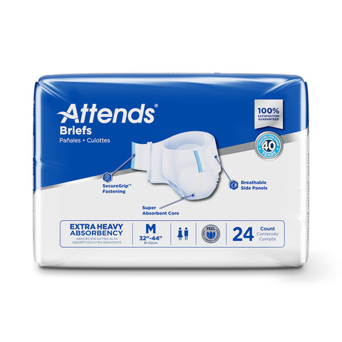 Incontinence Brief Attends® Care Advanced Adult Medium Unisex Disposable Heavy Absorbency #DDP20