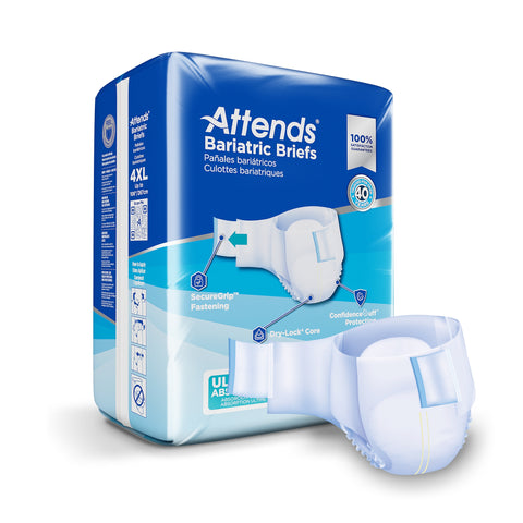 Incontinence Brief Attends® Bariatric Adult 4X-Large Unisex Disposable Heavy Absorbency #DD60
