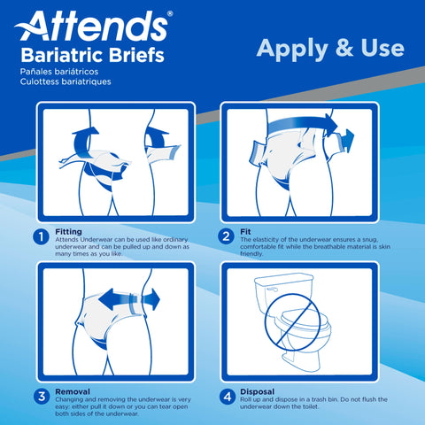 Incontinence Brief Attends® Bariatric Adult 4X-Large Unisex Disposable Heavy Absorbency #DD60
