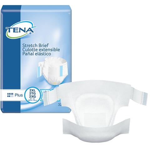Incontinence Brief TENA® Stretch™ Plus Adult 2X-Large Unisex Disposable Moderate Absorbency #61090