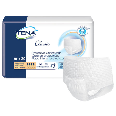 Absorbent Underwear TENA® Classic Pull On with Tear Away Seams Adult Medium Unisex Disposable Moderate Absorbency #72513