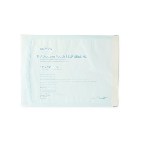 Sterilization Pouch McKesson Ethylene Oxide (EO) Gas / Steam 12 X 15 Inch Transparent Blue / White Self Seal Paper / Film #16-6422