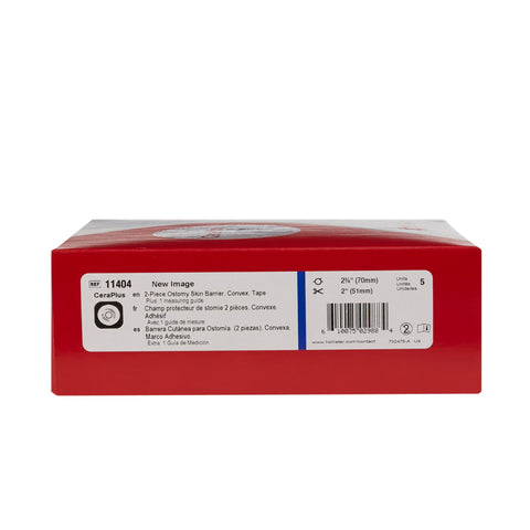 Hollsiter Ostomy Barrier New Image™ CeraPlus™ Trim to Fit 11404, Extended Wear Adhesive Tape Borders 70 mm Flange Blue Code System Up to 2 Inch Opening