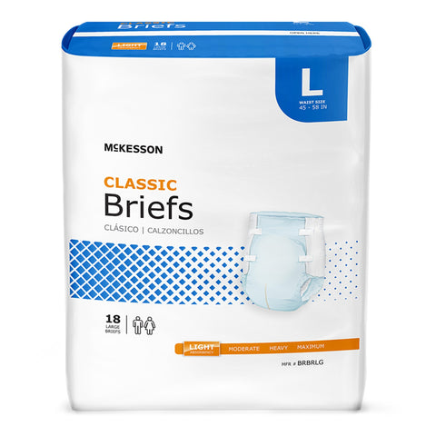 Incontinence Brief McKesson Classic Adult Large Unisex Disposable Light Absorbency #BRBRLG