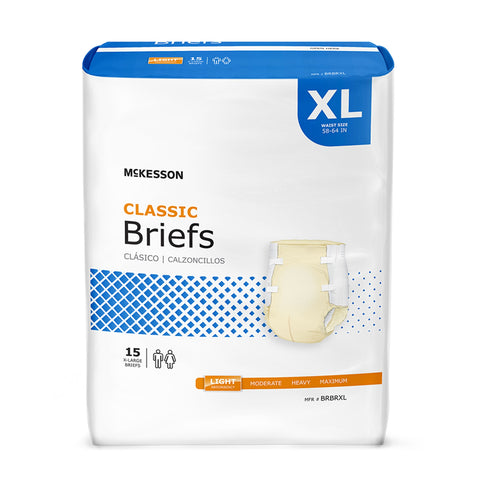Incontinence Brief McKesson Classic Adult X-Large Unisex Disposable Light Absorbency #BRBRXL