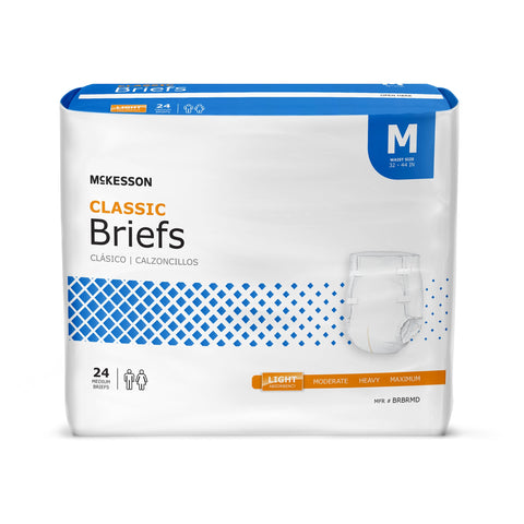 Incontinence Brief McKesson Classic Adult Medium Unisex Disposable Light Absorbency #BRBRMD