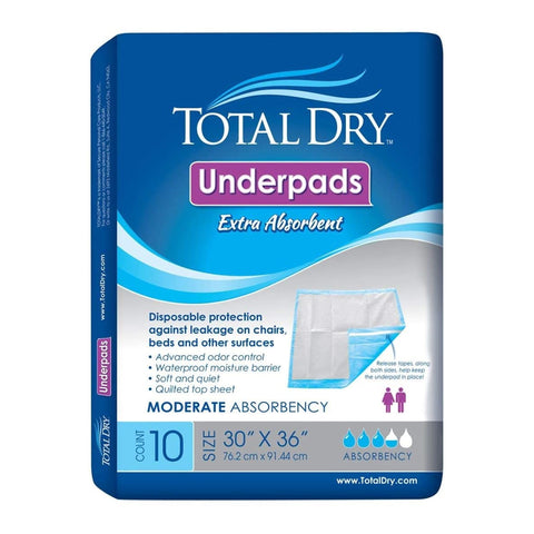 Disposable Underpad TotalDry™ 30 X 36 Inch Fluff / Polymer Heavy Absorbency #SP115410