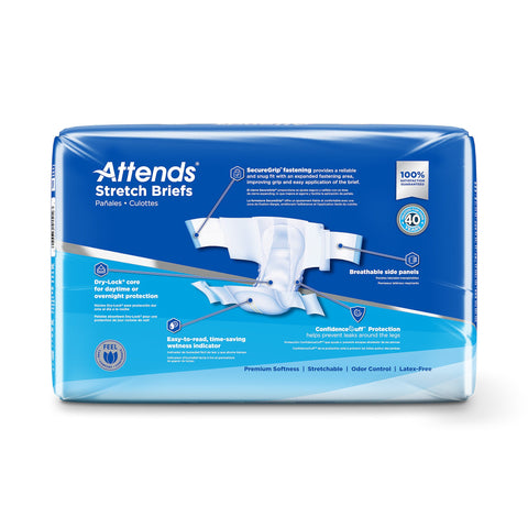 Incontinence Brief Attends® Stretch Adult Medium / Regular Unisex Disposable Heavy Absorbency #DDSMR