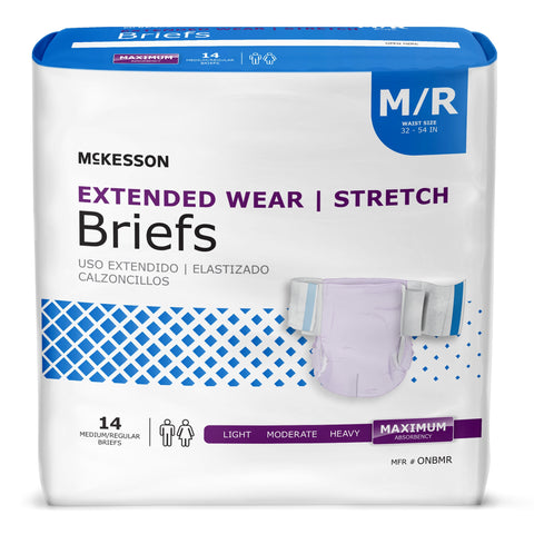 Incontinence Brief McKesson Extended Wear Adult Medium Unisex Disposable Heavy Absorbency #ONBMR