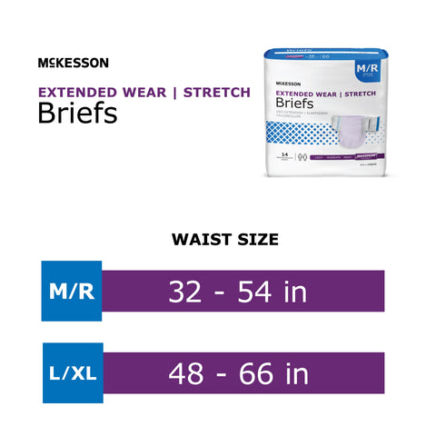 Incontinence Brief McKesson Extended Wear Adult Large / X-Large Unisex Disposable Heavy Absorbency #ONBLXL