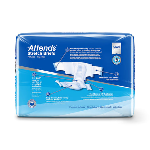 Incontinence Brief Attends® Stretch Adult Large / X-Large Unisex Disposable Heavy Absorbency #DDSLXL