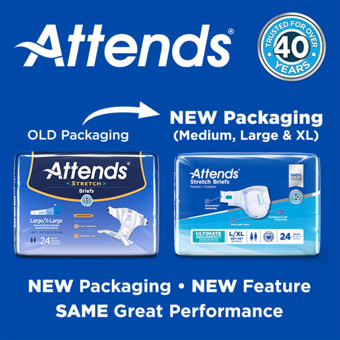 Incontinence Brief Attends® Stretch Adult Large / X-Large Unisex Disposable Heavy Absorbency #DDSLXL