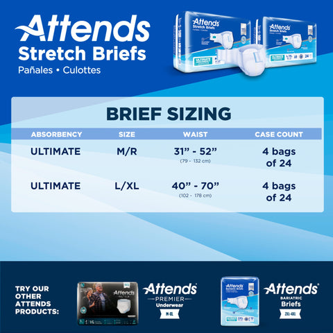Incontinence Brief Attends® Stretch Adult Large / X-Large Unisex Disposable Heavy Absorbency #DDSLXL