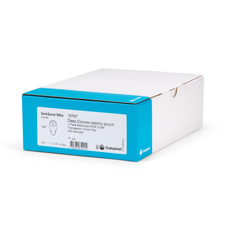 Coloplast Ostomy Pouch SenSura® 16767 Mio Convex One-Piece System 11 Inch Length, Maxi Deep Convex, Trim to Fit 3/8 to 1-11/16 Inch Stoma Drainable