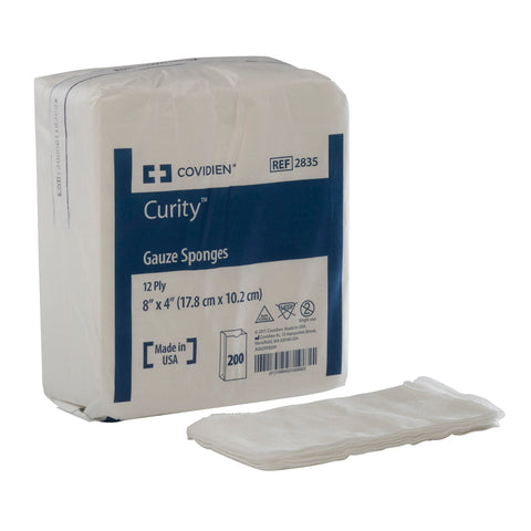 USP Type VII Gauze Sponge Curity™ Cotton 12-Ply 4 X 8 Inch Rectangle NonSterile
