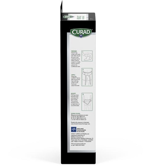 CURAD Hernia Belt with Removable Compression Pads, Hook-and-Loop Closure, Elastic, Black