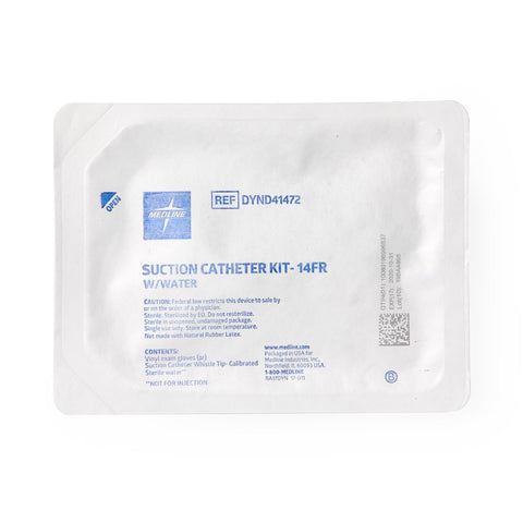 Medline Suction Catheter Kit with H2O, 100 mL, 14 Fr, Whistle Tip #DYND41472
