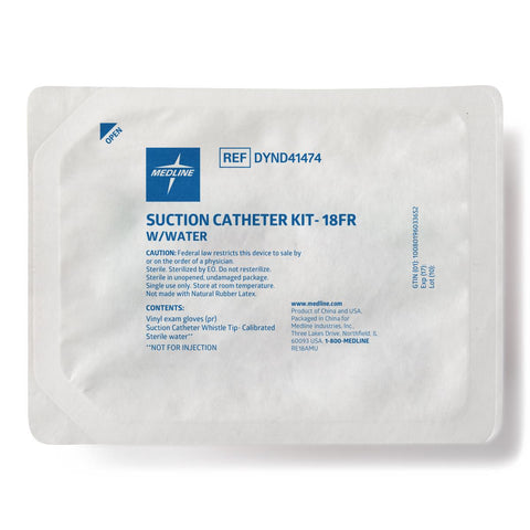Medline Suction Catheter Kit with H2O, 100 mL, 18 Fr, Whistle Tip #DYND41474