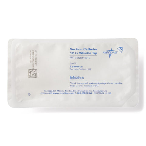 Medline Single Sterile Open Suction Catheter Coiled Pack, 12 Fr, Whistle Tip #DYND41901C