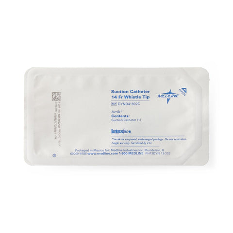 Medline Single Sterile Open Suction Catheter Coiled Pack, 14 Fr, Whistle Tip #DYND41902C