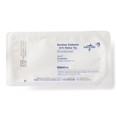 Medline Single Sterile Open Suction Catheter Coiled Pack, 8 Fr, DeLee Pediatric Tip #DYND41908C