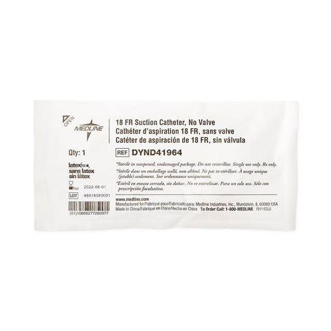 Medline Sterile Continuous Valve Open Suction Catheter Straight Pack, 18 Fr, Whistle Tip #DYND41964