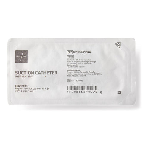 Medline Sterile Open Suction Catheter Mini Tray with Pair of Gloves, 10 Fr, DeLee Tip #DYND48980A