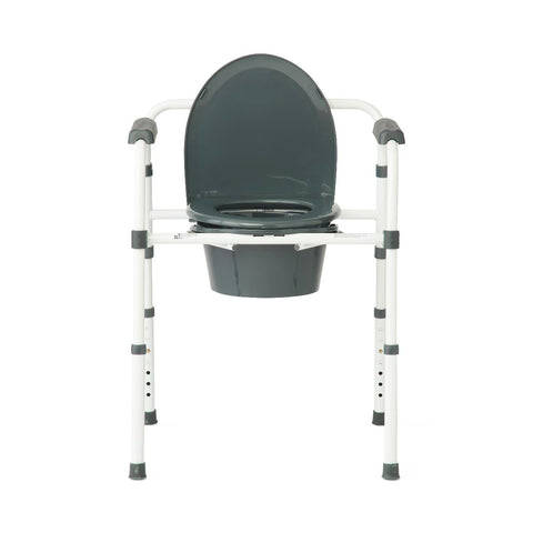 Medline Dark Grey 3-in-1 Folding Commode with Elongated Seat, Microban Treated #G1-200LMX1