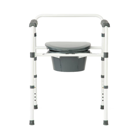 Medline Dark Grey 3-in-1 Folding Commode with Elongated Seat, Microban Treated #G1-200LMX1