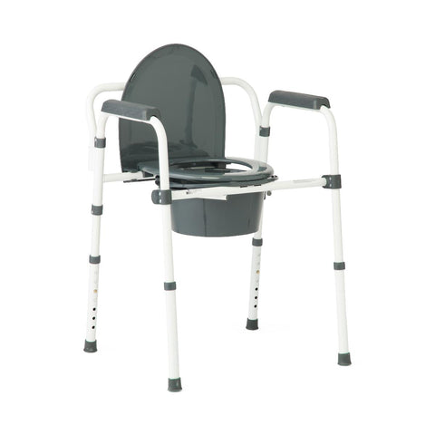 Medline Dark Grey 3-in-1 Folding Commode with Elongated Seat, Microban Treated #G1-200LMX1