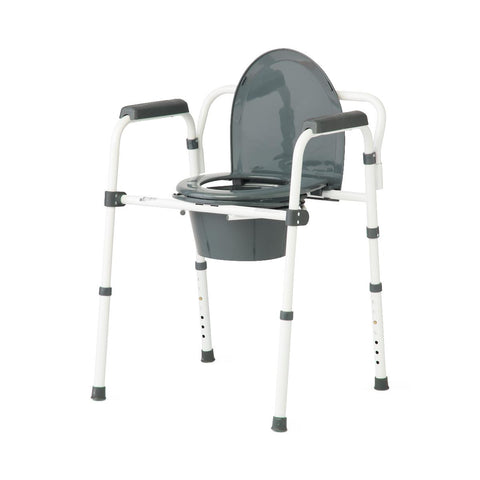 Medline Dark Grey 3-in-1 Folding Commode with Elongated Seat, Microban Treated #G1-200LMX1