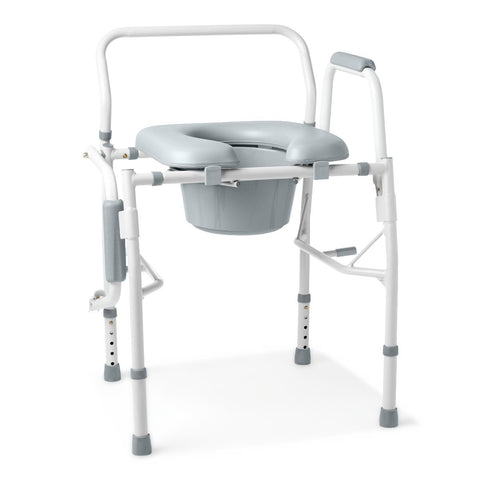 Medline Padded Steel Drop-Arm Commode, 350 lb. Weight Capacity #G1-301DPX1