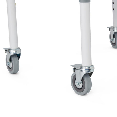 Medline Steel Drop-Arm Commode, Four Locking Casters, 350 lb Weight Capacity #G1-303DWX1