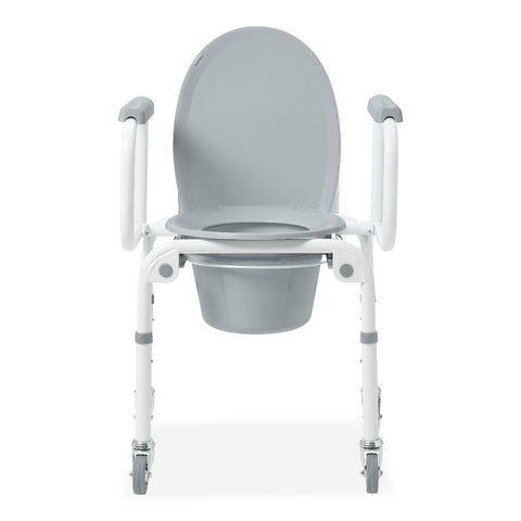 Medline Steel Drop-Arm Commode, Four Locking Casters, 350 lb Weight Capacity #G1-303DWX1